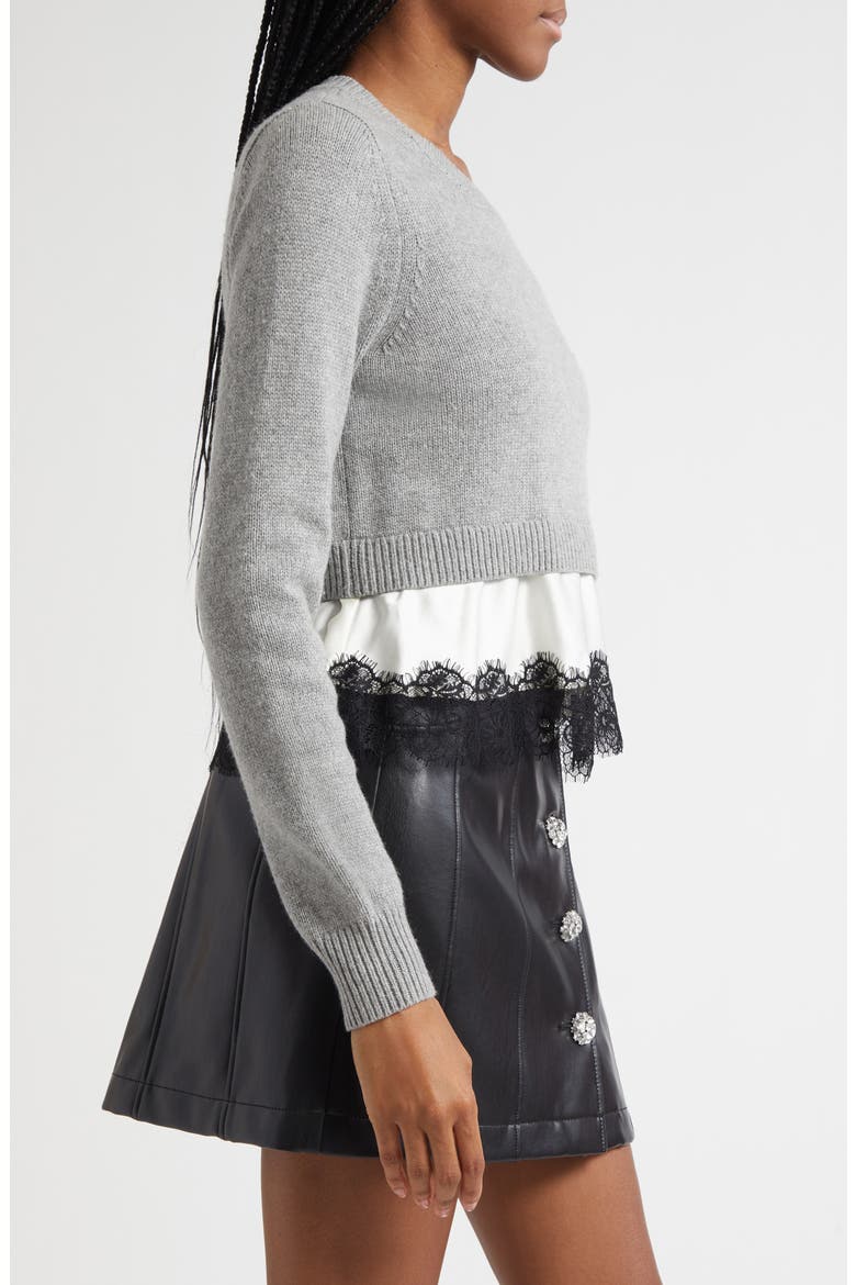 Zyla Mixed Media Sweater, Alternate, color, HEATHER GREY/ IVORY/ BLACK