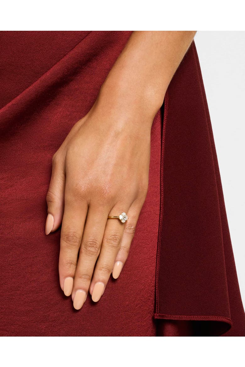 Sterling With 18K Gold Overlay And Gemstones Single Petal Ring, Alternate, color, WHITE