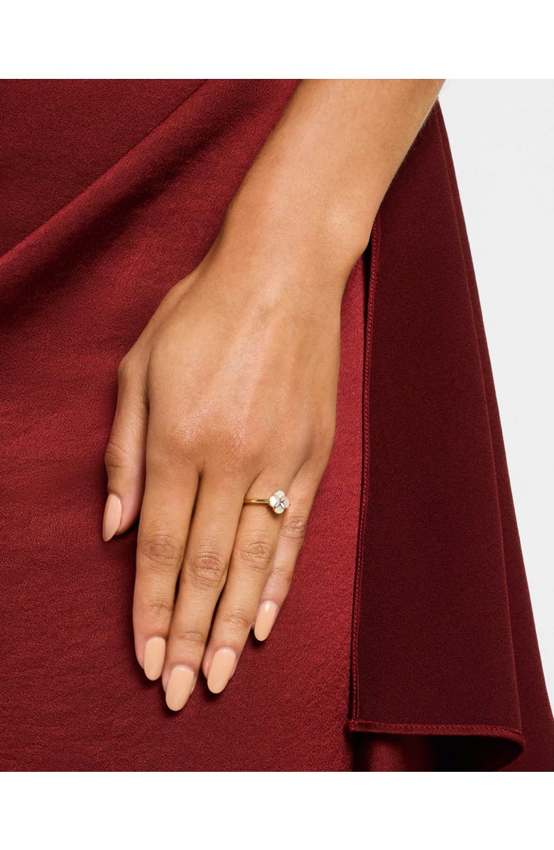 Jan Leslie Sterling With 18K Gold Overlay And Gemstones Single Petal Ring, Alternate, color, White