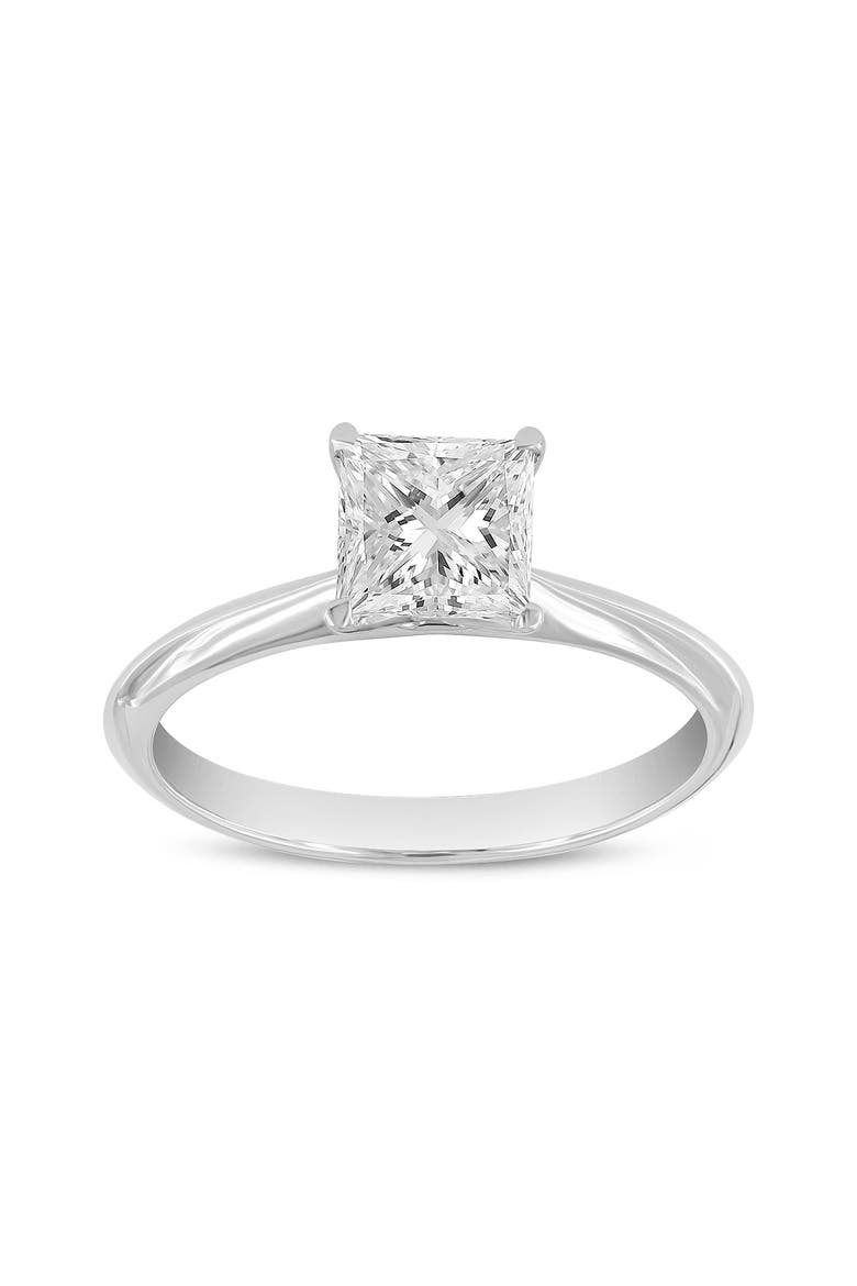 Rhea Princess 14K Gold Princess Cut Lab Grown Diamond Classic Solitaire Ring - 1.25 Ct, Main, color, 14K White Gold