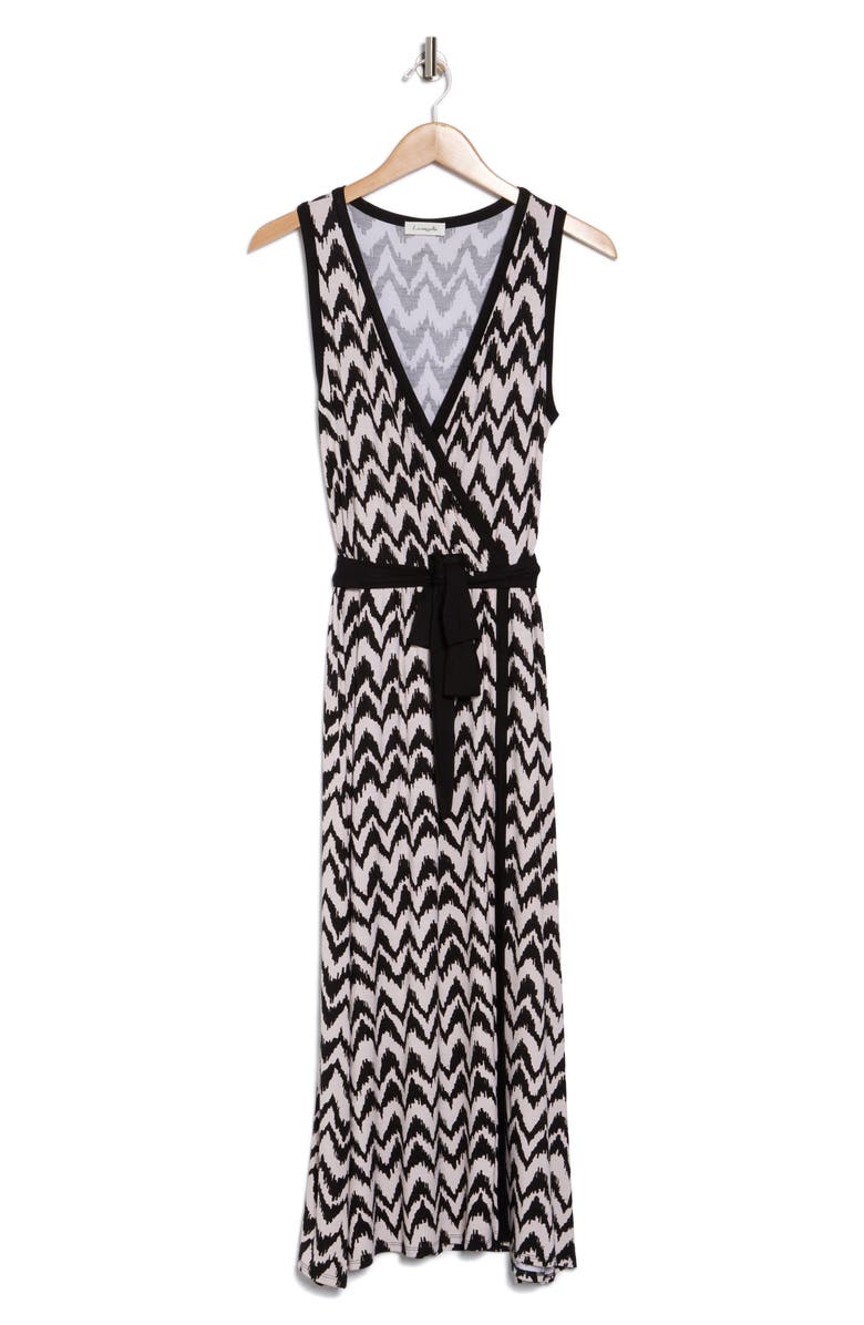Loveappella Chevron Faux Wrap Midi Dress, Alternate, color,