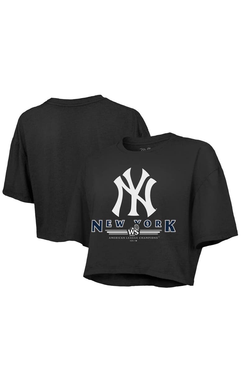 FANATICS Women's Fanatics Black New York Yankees 2024 American League Champions Cropped Boxy T-Shirt, Main, color, 