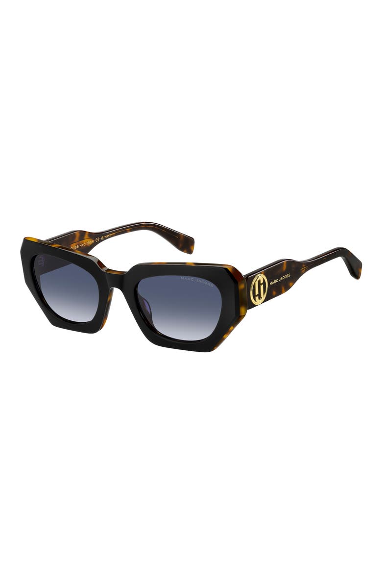 52mm Rectangular Geometric Sunglasses, Alternate, color, BLACK HAVANA