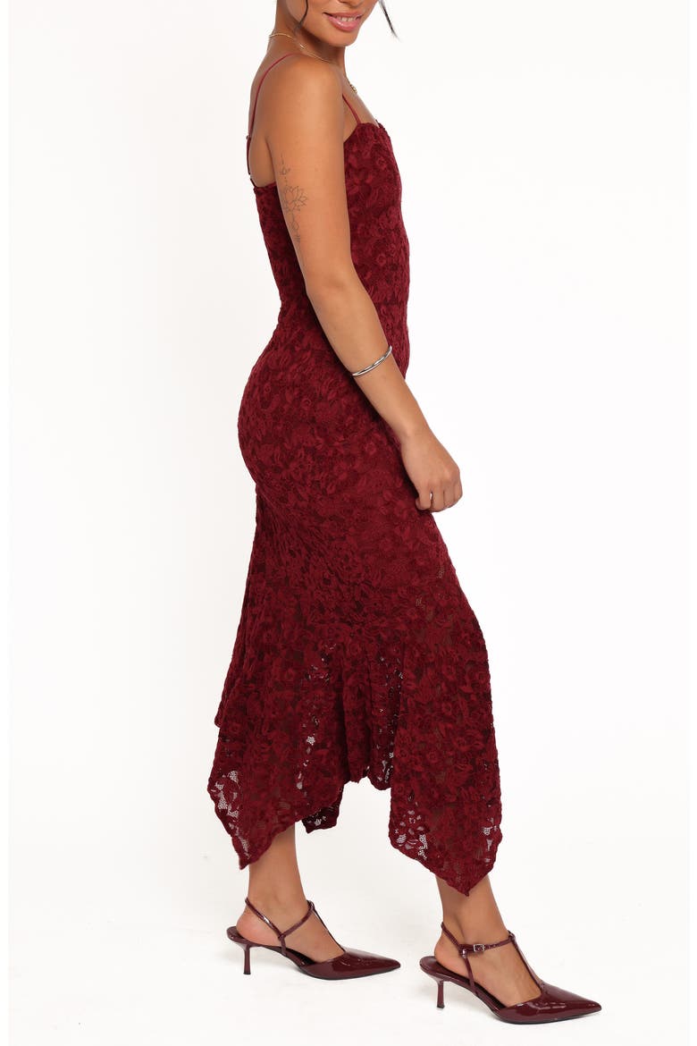 Lorde Embroidered Lace Midi Dress, Alternate, color, BURGUNDY LACE