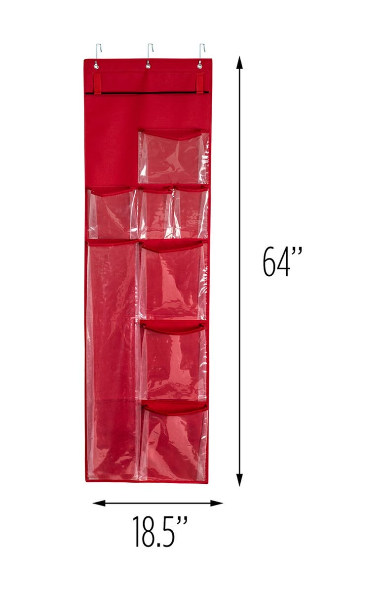 HONEY-CAN-DO Over the Door Holiday Wrapping Paper Organizer - Red, Alternate, color, 