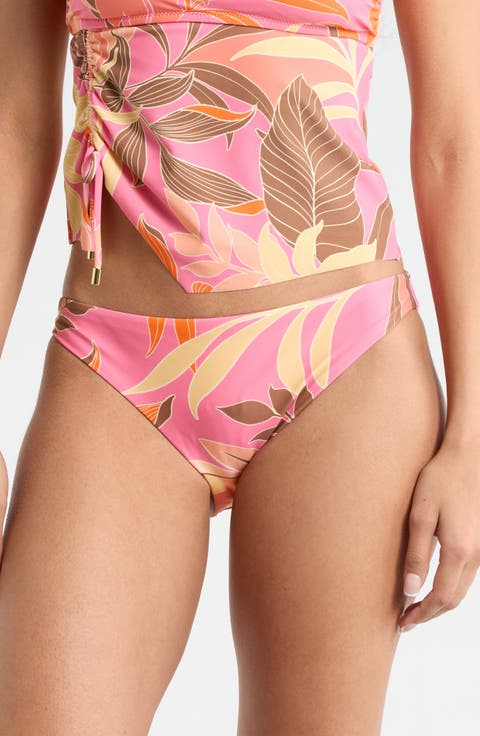 Print Cinch Back Bikini Bottoms