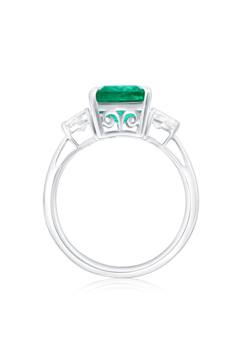 14K White Gold 2.88ct Emerald & 0.55cttw Diamond Ring, Alternate, color, Green