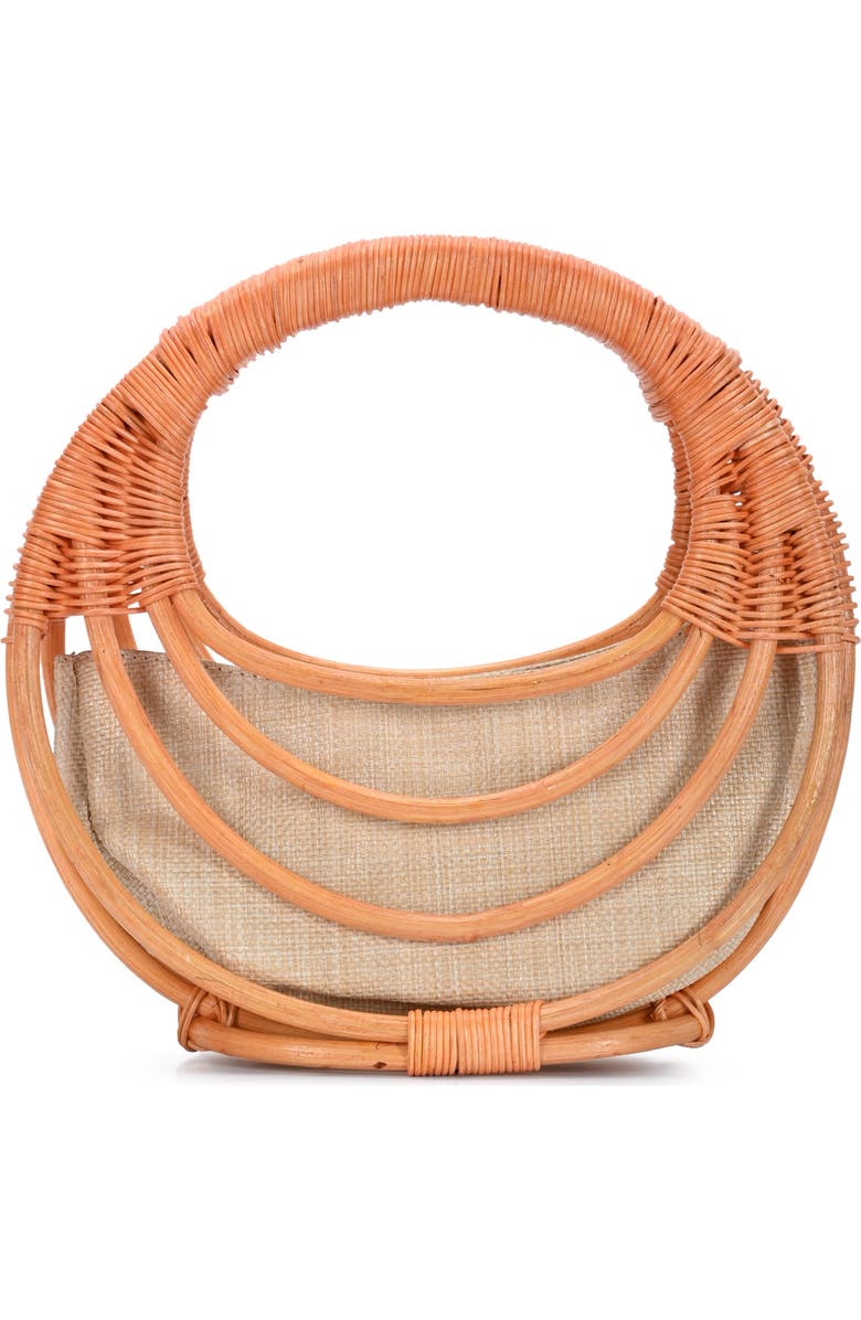 Antik Kraft Wicker Circle Handbag, Main, color, Coral
