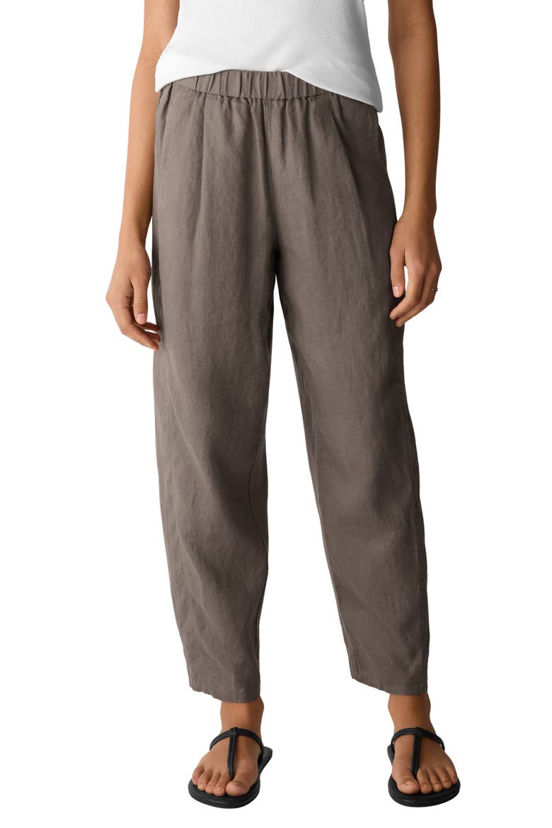 Pleated Organic Linen Lantern Pants, Main, color, WLNUT