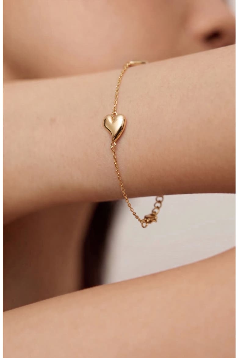 Love Heart Mini Chain Bracelet in Gold, Alternate, color, Gold