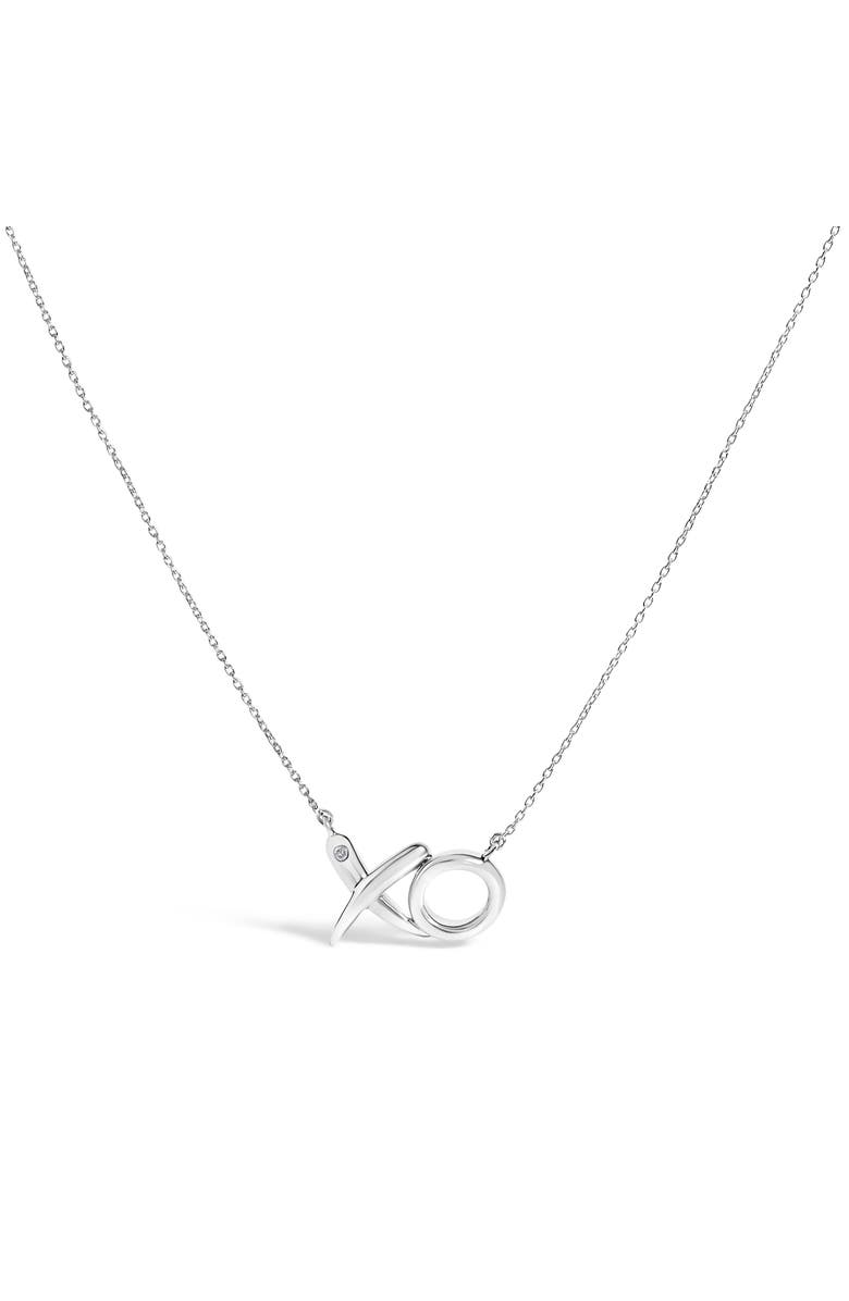 Haus of Brilliance Sterling Silver Diamond Accent XO Pendant Necklace, Main, color, Silver