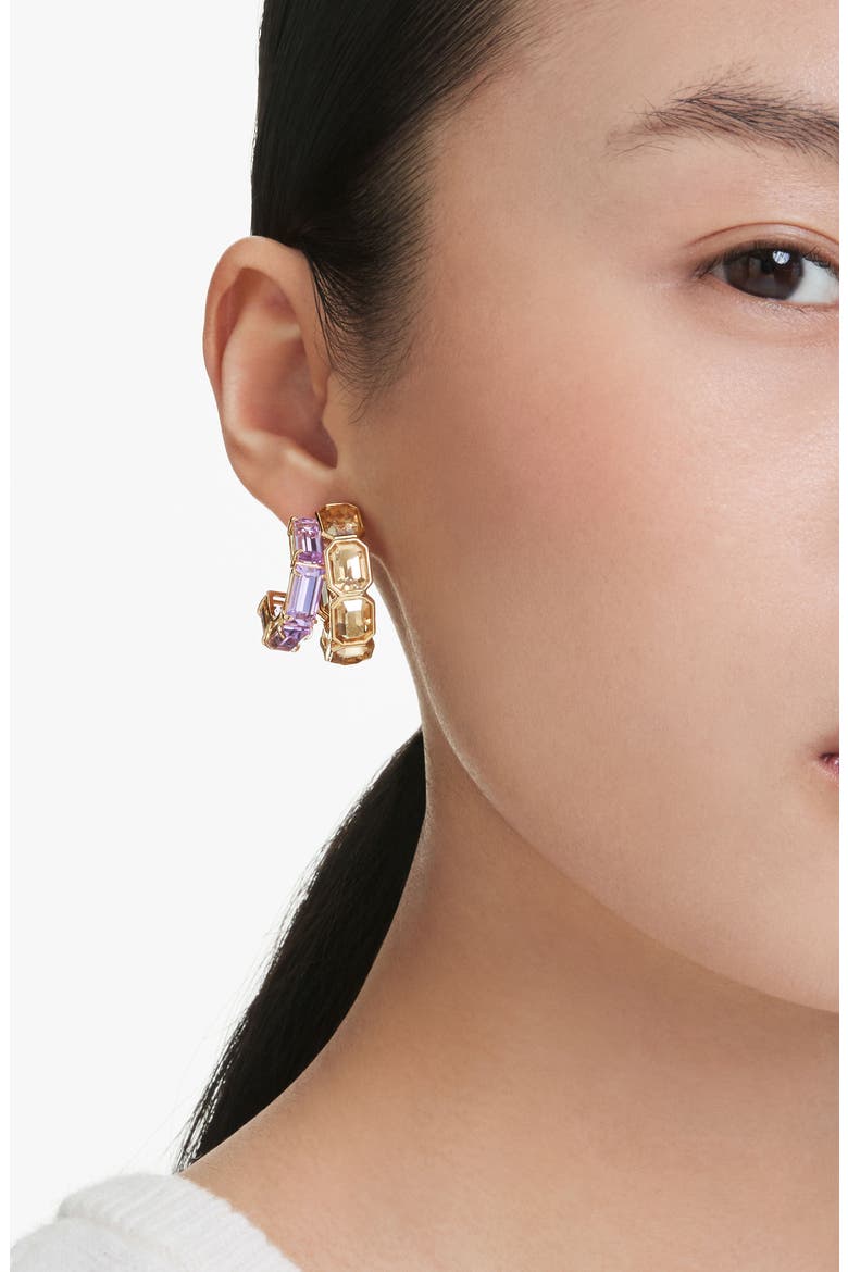 Millenia Asymmetric Double Hoop Earrings, Alternate, color, GOLD