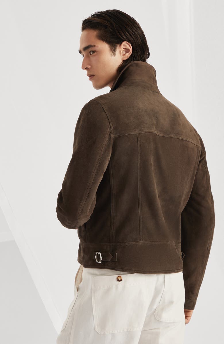 Brunello Cucinelli Suede biker jacket, Alternate, color, 