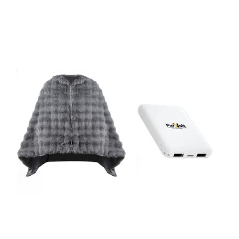 Electric Plush Heated Poncho Shawl & Ultra-Compact Power Bank