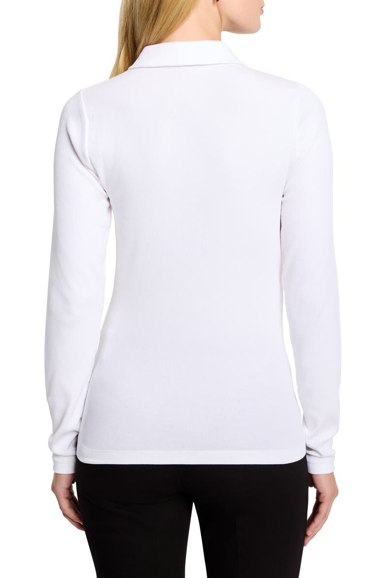 Perfect Knit Rib Long Sleeve Polo, Alternate, color, PAPER WHITE