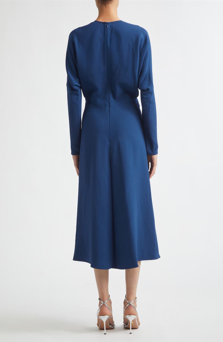 Victoria Beckham Dolman Long Sleeve Cady Midi Dress, Alternate, color, Dark Ocean