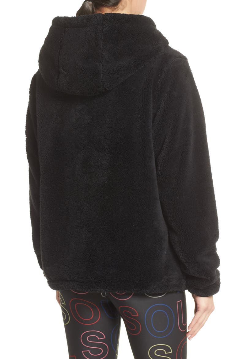 Reversible Faux Shearling Hoodie, Alternate, color, BLACK