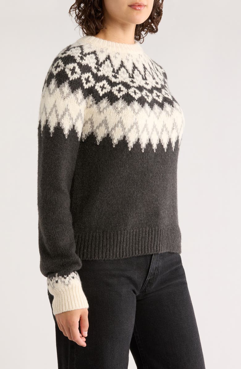 Marine Layer Fiorella Fair Isle Sweater, Alternate, color, Charcoal