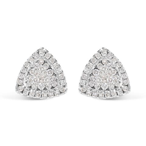14K White Gold 1/2 Ct Trillion Shaped Diamond Stud Earrings