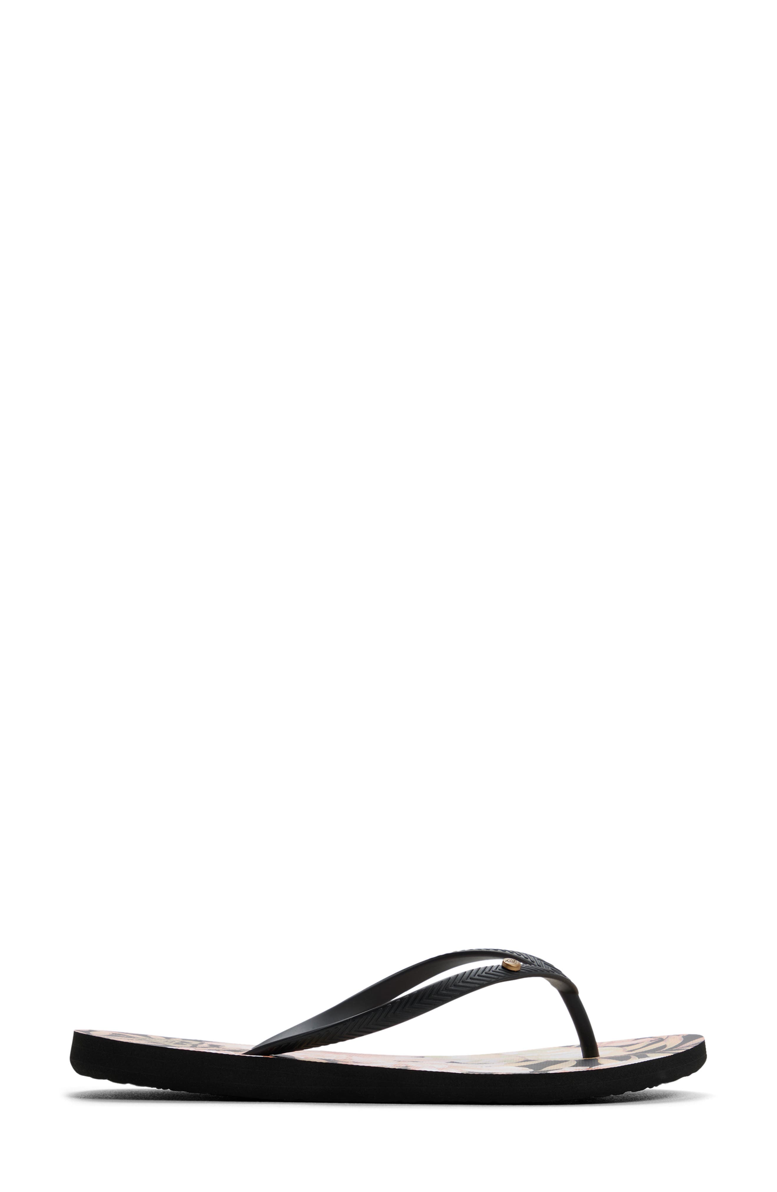 Roxy Bermuda Bling Flip Flop, Alternate, color, Black Graphic