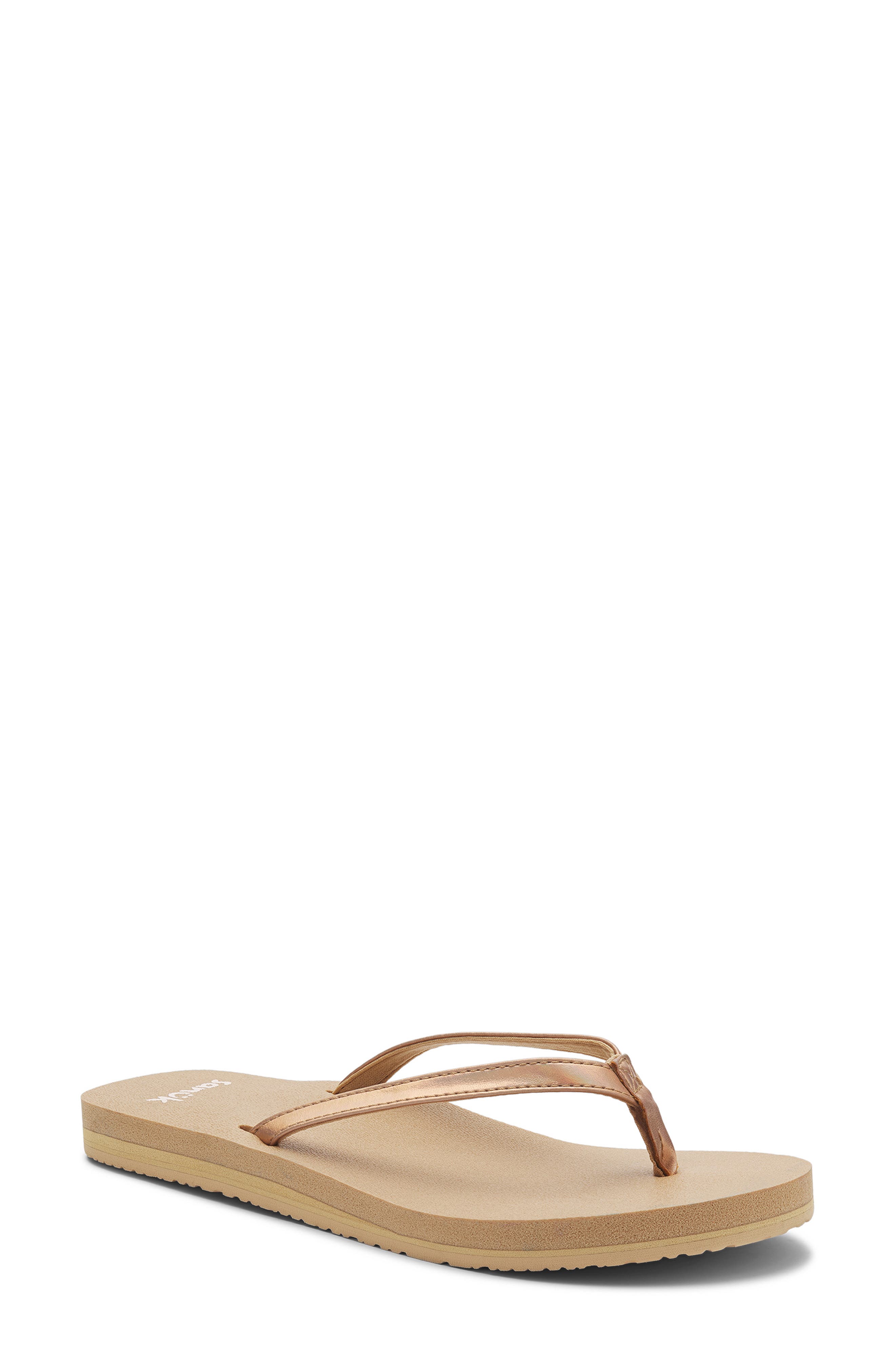 Sanuk Yoga Joy II Flip Flop, Main, color, Rose Gold