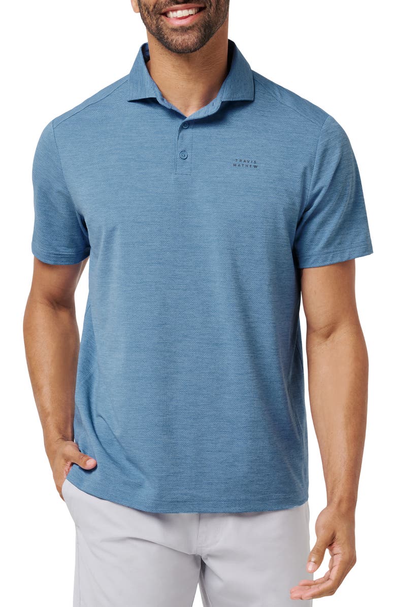 TravisMathew Heater Pro Performance Golf Polo, Main, color, Pacific Coast
