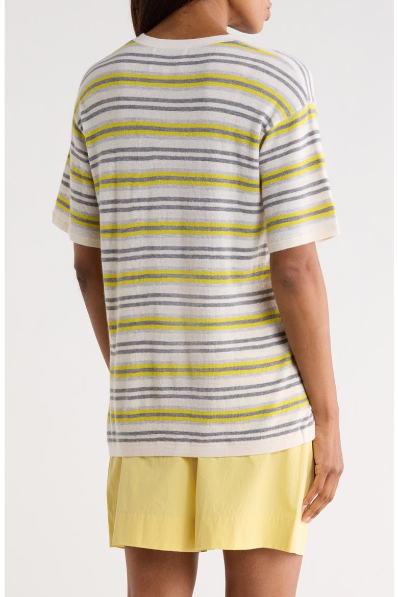 Beach Stripe Short Sleeve Wool Sweater, Alternate, color, IVORY / LEMON MULTI