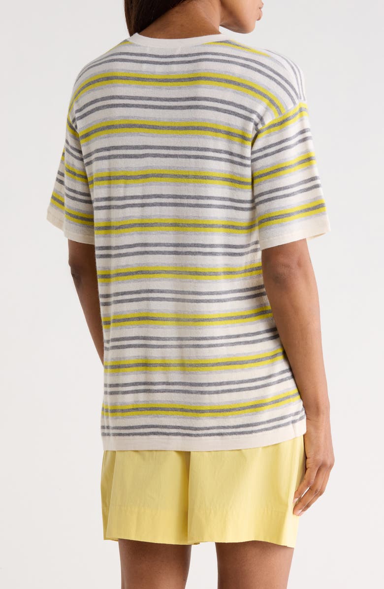 TWP Beach Stripe Short Sleeve Wool Sweater, Alternate, color, Ivory / Lemon Multi