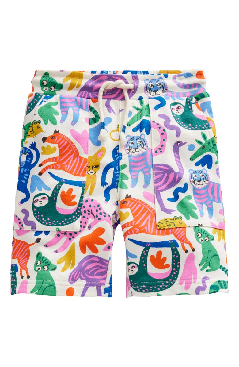 Mini Boden Kids' Safari Print Cotton Sweat Shorts, Main, color,