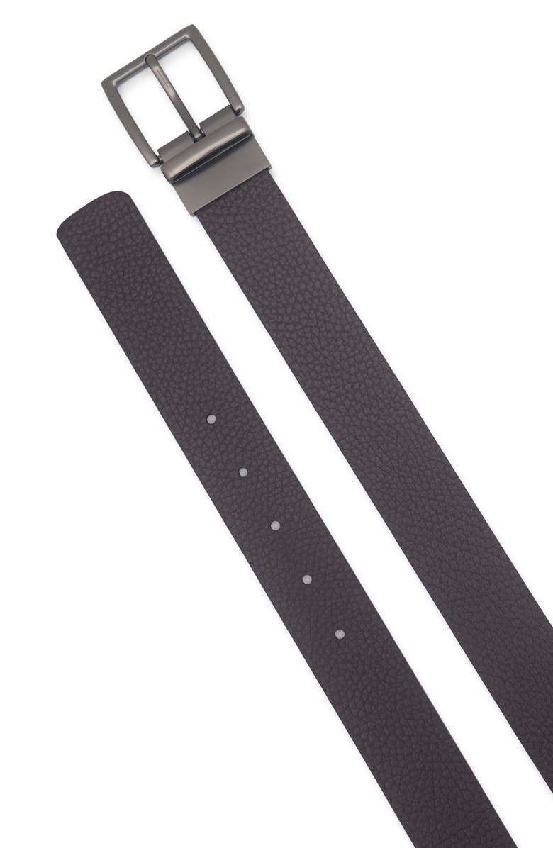 Vince Pebble Leather Belt, Alternate, color, Cacao Brown/ Matte Gunmetal