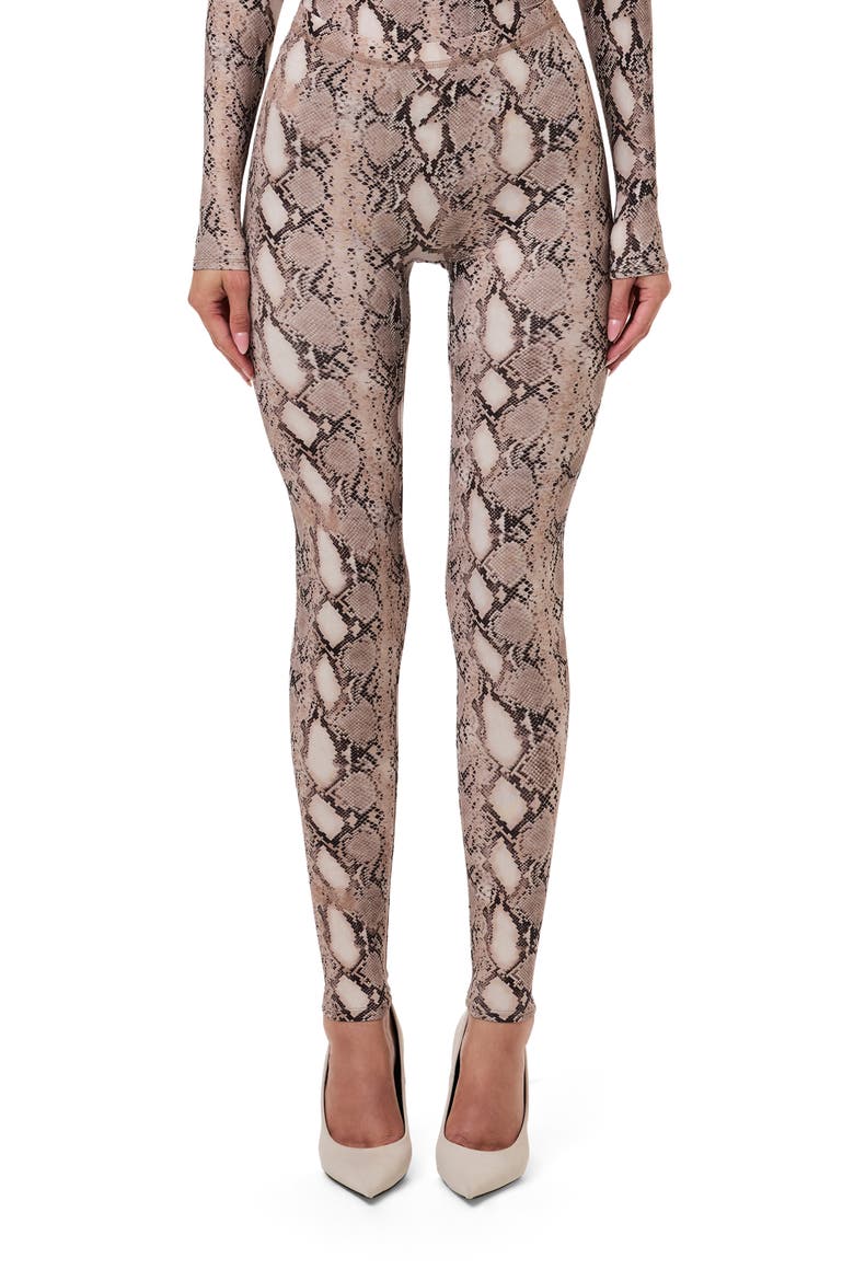 Snakeskin Print High Waist Leggings, Main, color, NUDE SNAKESKIN