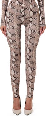 Naked Wardrobe Snakeskin Print High Waist Leggings