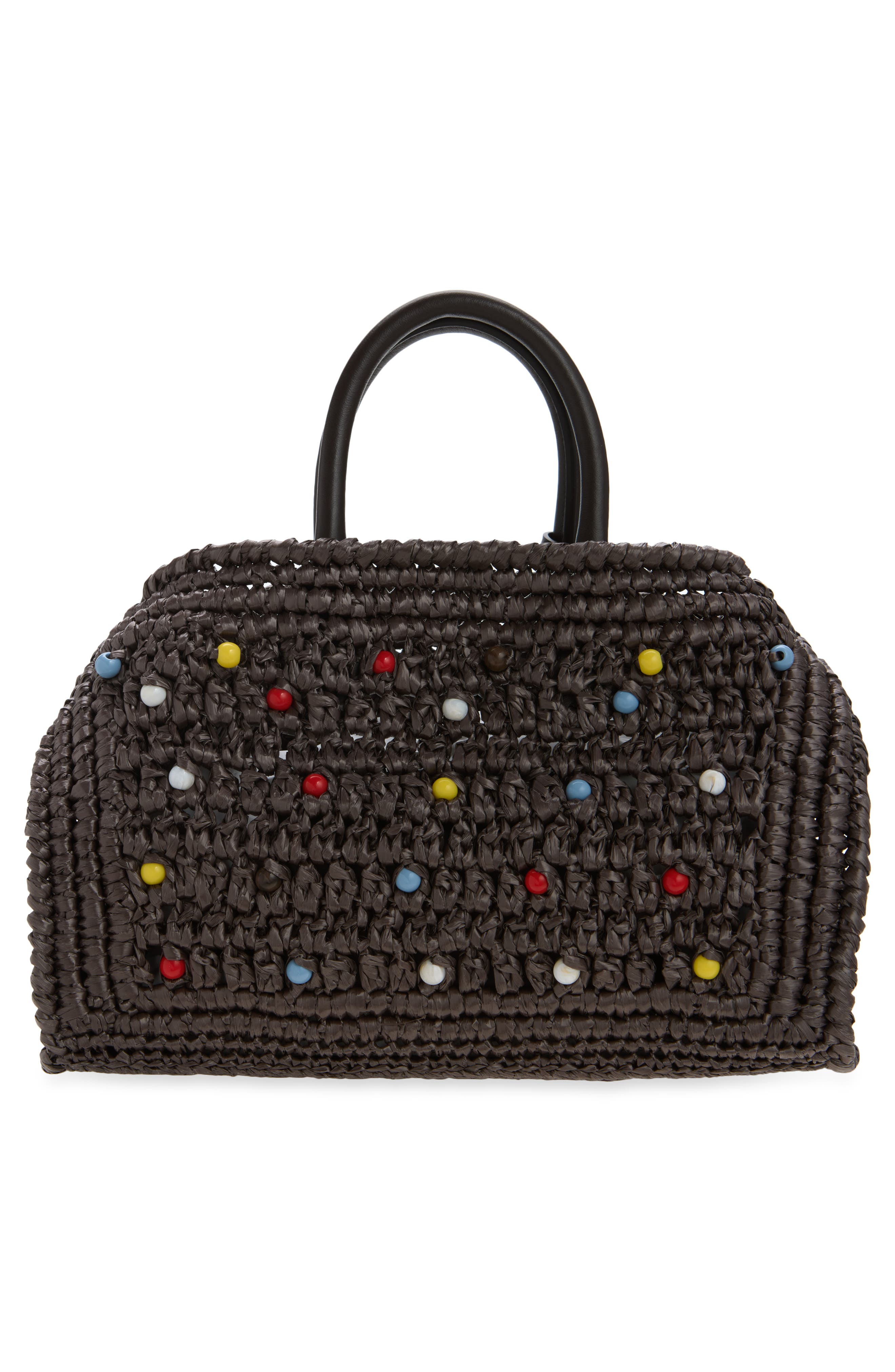 Mini Hug Beaded Woven Raffia Top Handle Bag, Alternate, color, T.MORO MULTICOLOR