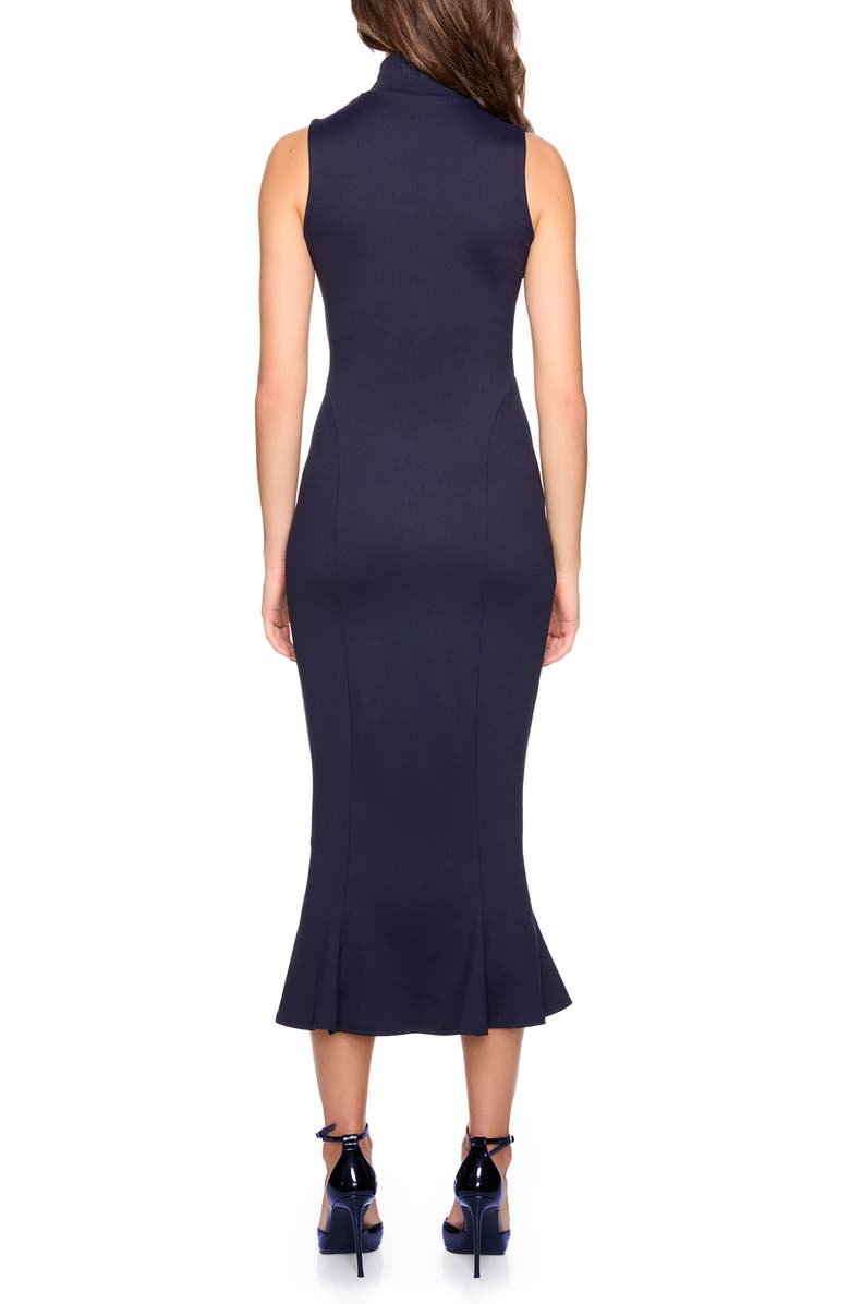 Susana Monaco Mock Neck Trumpet Hem Midi Dress, Alternate, color, Midnight