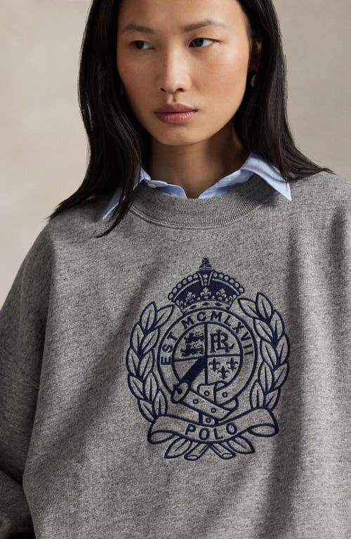 Polo Ralph Lauren Embroidered Crest Sweatshirt In Gray