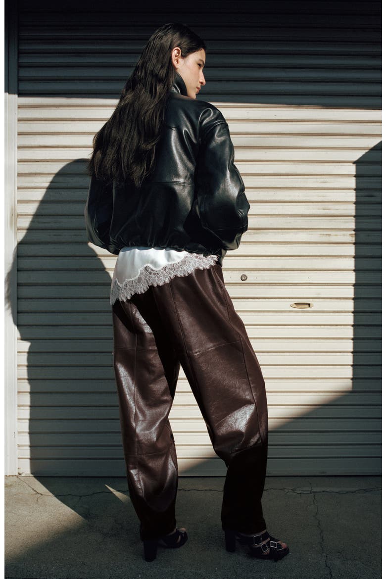 Button Hem Leather Pants, Alternate, color, BURGUNDY
