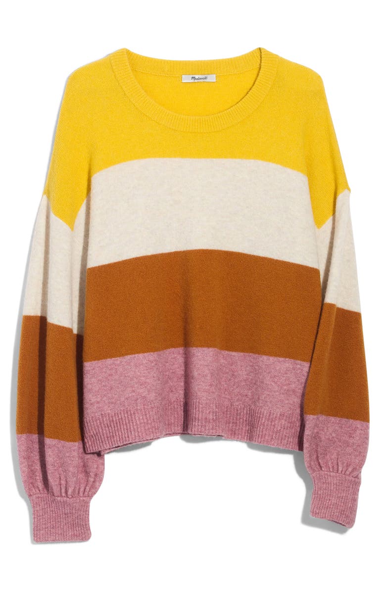 Madewell Striped Balloon-Sleeve Pullover Sweater, Alternate, color,