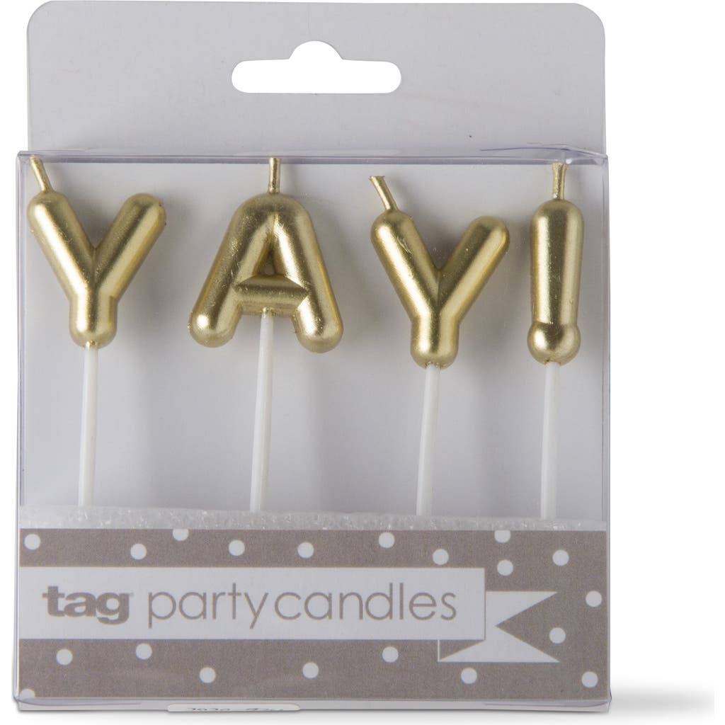 Tag Yay! Candle Set Paraffin Wax Plastic Pick Gold Letters Birthday Party Decor In Gold