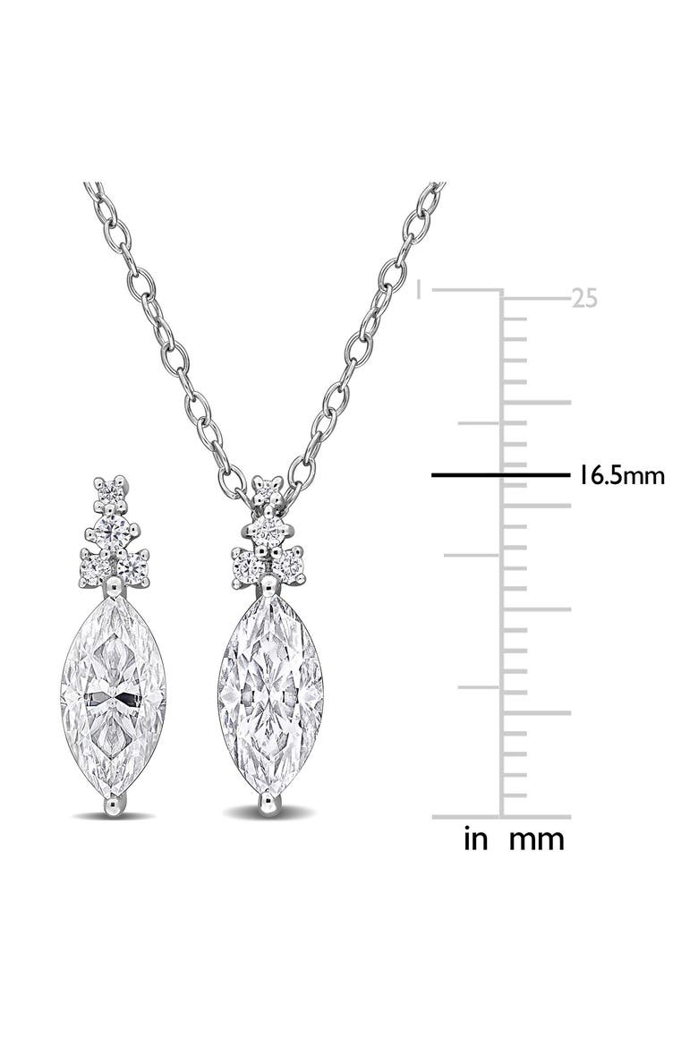 Marquis Cut Lab Grown Moissanite Earrings & Necklace Set, Alternate, color, SILVER