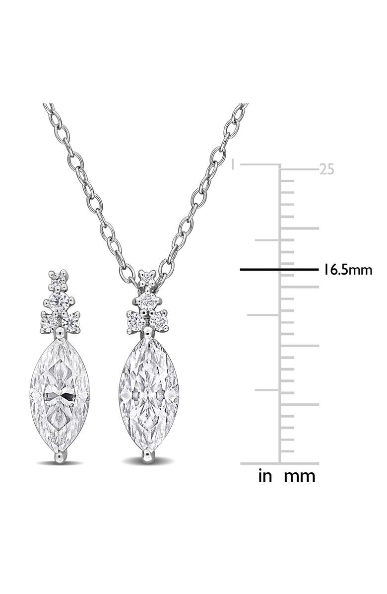 DELMAR Marquis Cut Lab Grown Moissanite Earrings & Necklace Set, Alternate, color, Silver