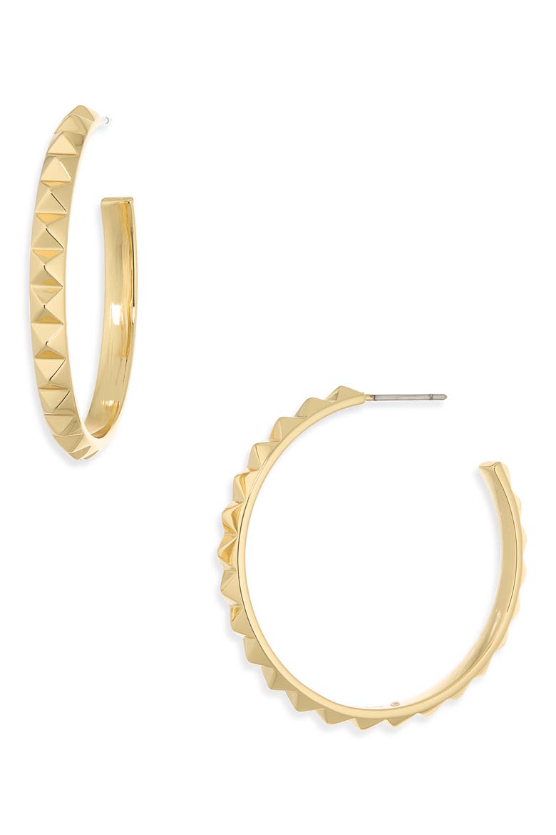 Pyramid Hoop Earrings, Main, color, GOLD