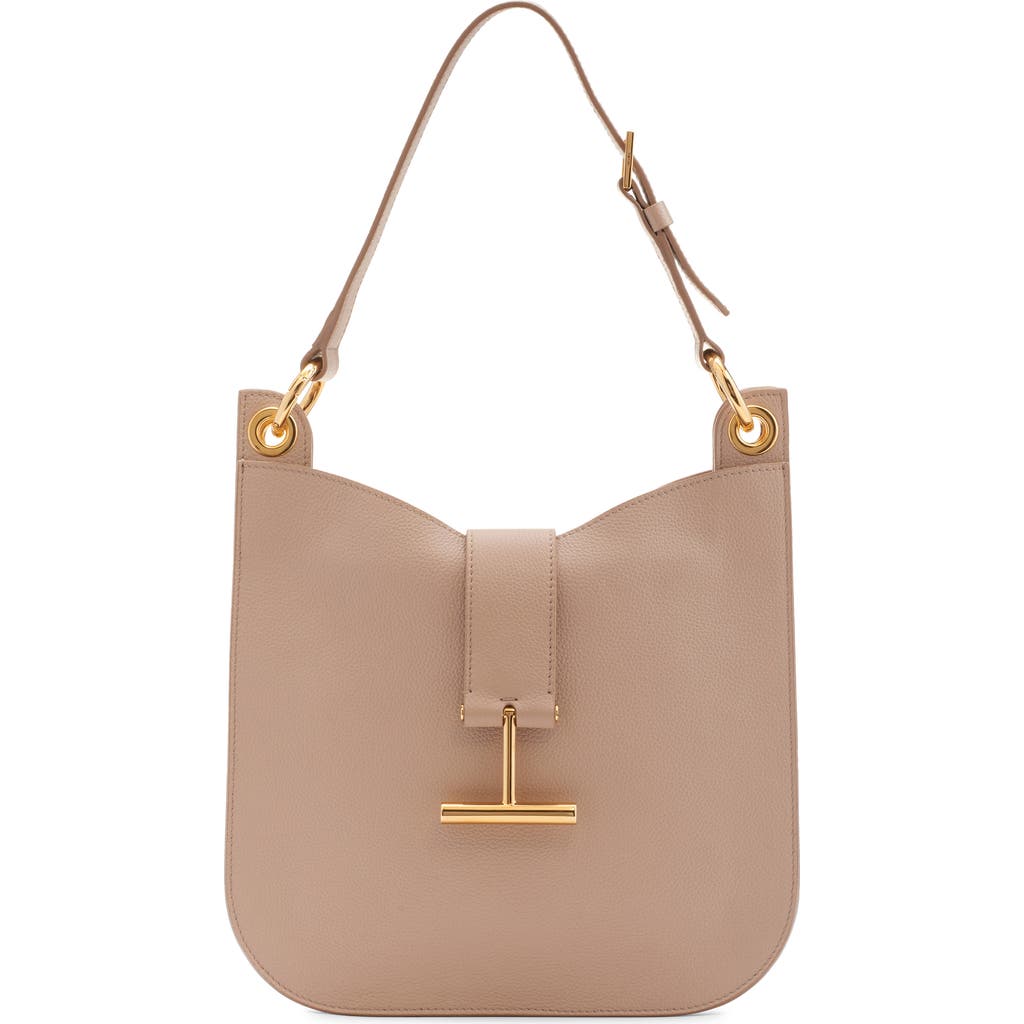 Tom Ford Small Tara Leather Top Handle Bag In Light Beige