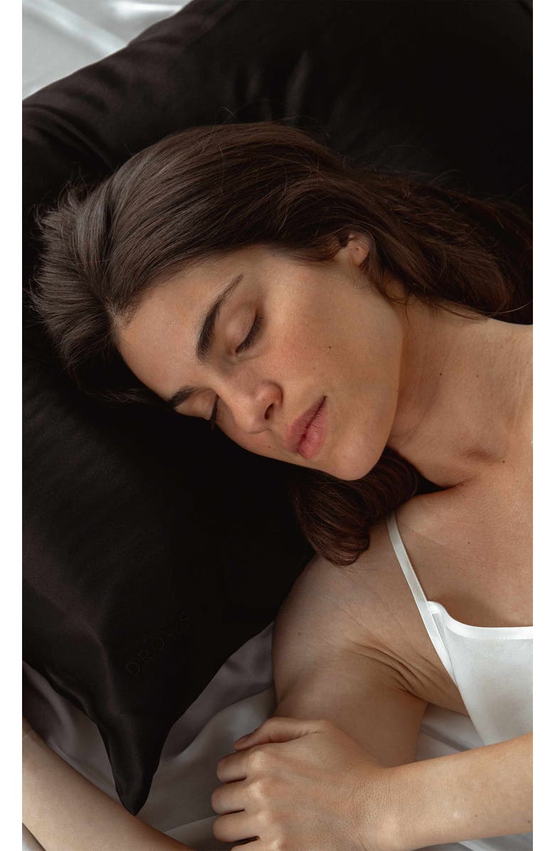 Drowsy Sleep Co. Queen Silk Pillowcase, Alternate, color, Black Jade