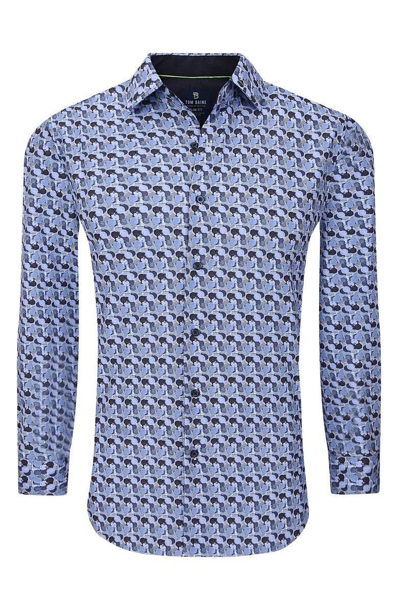 TOM BAINE Slim Fit Print Long Sleeve Button-Up Dress Shirt, Alternate, color,