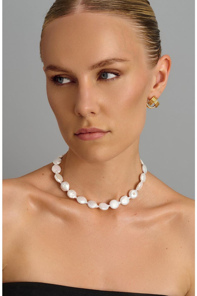 Como Flat Pearl Choker Necklace, Alternate, color, White