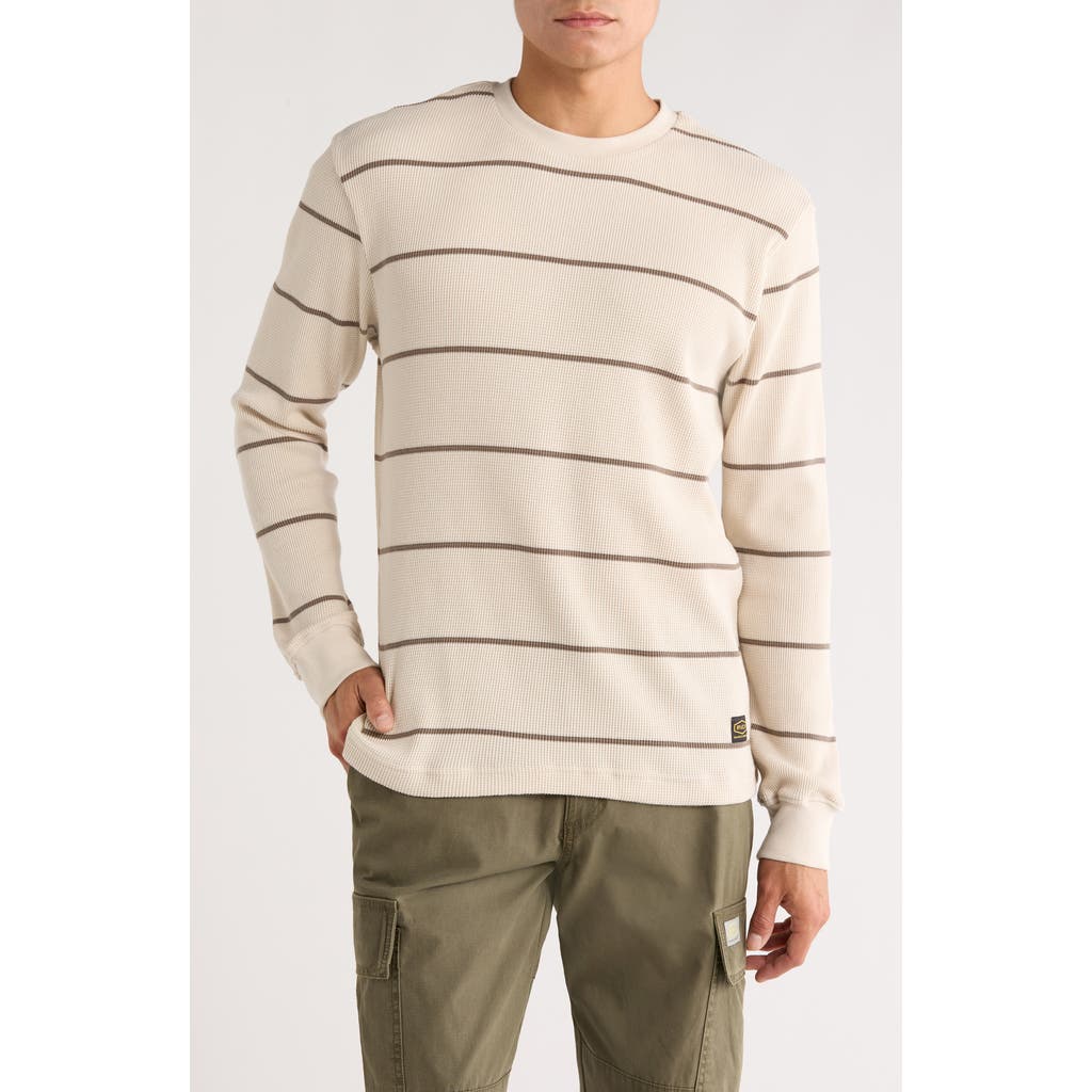 Rvca Day Shift Stripe Long Sleeve Thermal T-shirt In Gray