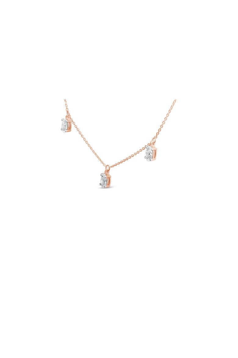 14K Rose Gold 1 3/8 Cttw Oval Lab Grown Diamond Dangle Station Necklace, Alternate, color, Pink