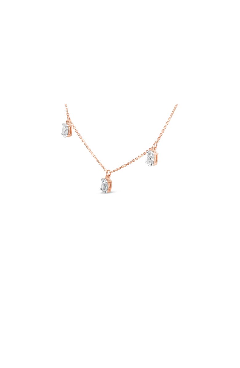 Haus of Brilliance 14K Rose Gold 1 3/8 Cttw Oval Lab Grown Diamond Dangle Station Necklace, Alternate, color, Pink