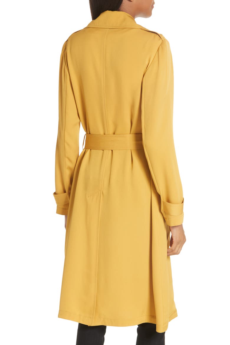 Oaklane Modern Silk Trench Coat, Alternate, color, POLLEN