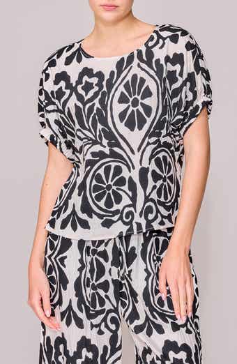 MELLODAY Floral Print Short Sleeve Woven Shirt